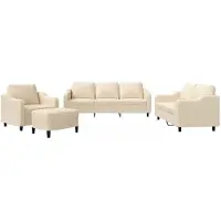 vidaXL Ensemble de canapés 3 pièces avec coussins Crème Tissu