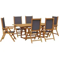 vidaXL Ensemble de jardin 7 pièces tissu et bois massif anthracite