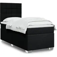 vidaXL Lit boxspring avec matelas noir 90x200 cm Tissu