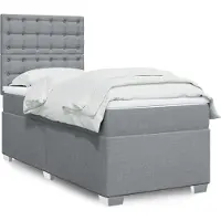 vidaXL Lit boxspring avec matelas gris clair 80x200 cm Tissu