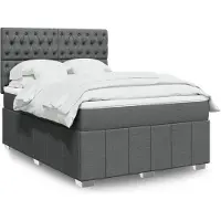 vidaXL Lit boxspring avec matelas gris foncé 140x190 cm Tissu