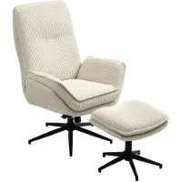 HOMCOM Fauteuil relax avec repose-pieds, fauteuil TV pivotant avec fonction inclinable, couleur beige