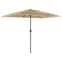 vidaXL Parasol avec LED et mât en acier brun 300x200x250 cm