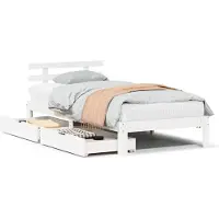 vidaXL Lit en bois massif avec tiroirs blanc 90x190 cm pin