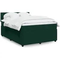 vidaXL Lit boxspring avec matelas vert foncé 160x200 cm velours