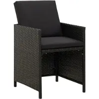vidaXL Salon de jardin 9 pièces avec coussins Poly rotin noir