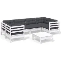 vidaXL Ensemble de salon de jardin 7 pièces avec coussins blanc pin