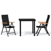 vidaXL Ensemble de jardin 3 pièces noir