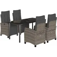 vidaXL Ensemble de jardin 5 pièces avec coussins Gris Poly rotin