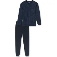 Schiesser Pyjama long 'Comfort Essentials' bleu / bleu foncé