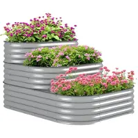 Outsunny Bac à fleurs surélevé en métal, à 3 niveaux, DIY bac à fleurs pour le jardin