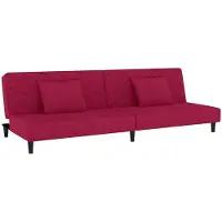 vidaXL Canapé-lit à 2 places et deux oreillers Rouge bordeaux Velours