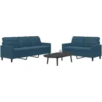 vidaXL Ensemble de canapés 2 pièces avec coussins bleu velours