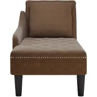 vidaXL Chaise longue avec coussin et accoudoir droit Marron Similicuir