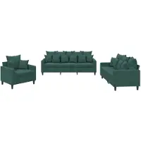 vidaXL ensemble de canapé 3 pièces avec coussins Vert foncé Velours