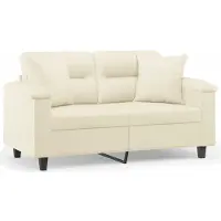 vidaXL Canapé 2 places avec coussins décoratifs Crème 120 cm Similicuir