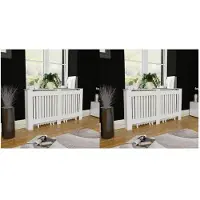 vidaXL Couverture de radiateur 2 pcs. Blanc MDF 152 cm