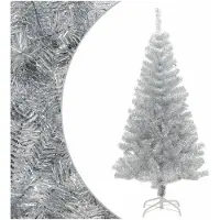 vidaXL Sapin de Noël artificiel avec support argenté 120 cm PET