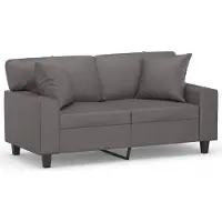 vidaXL Canapé 2 places avec oreillers gris 120 cm similicuir
