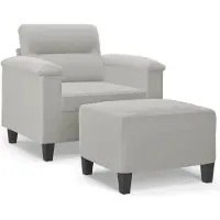 vidaXL Fauteuil avec pouf gris clair 60 cm Tissu microfibre