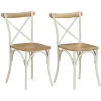 vidaXL Chaises à dossier croisé lot de 2 blanc bois de manguier solide247315