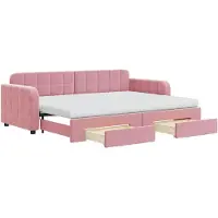 vidaXL Lit de jour extensible avec tiroirs rose 80x200 cm velours