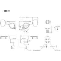 Gotoh SG381 07 MG-T Chrome mécaniques à blocage 3x3 (lot de 6)