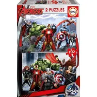Educa Borras - Puzzle Marvel Avengers 2x100 elementów, oficjalny produkt premium