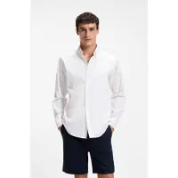 BOSS Chemise Regular à pointes boutonnées en twill de coton