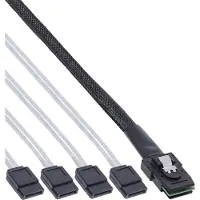 InLine Câble de raccordement SAS, Mini SAS SFF8087 à 4x SATA, Crossover, 0,5m