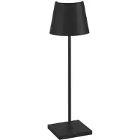 Zafferano Lampe De Table Led Poldina Pro Noire Rechargeable Dimmable Autonomie Jusqu'À 12 H Ip65 Usage Extérieur