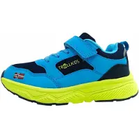 TROLLKIDS Baskets Haugesund pour enfants, chaussures pour garçons, chaussures de ville, fermeture velcro, chaussures de sport, couleur bleue, pour le quotidien