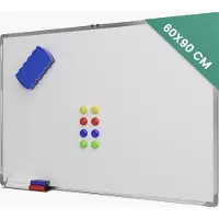 Avalo Tableau blanc - - 60x90 cm - 14 en 1 set - Tableau blanc magnétique incluant marqueurs, aimants et gomme