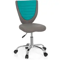 Hjh OFFICE Chaise De Bureau Enfant / Siège De Bureau Enfant Kiddy Comfort Tissu Gris/Turquoise