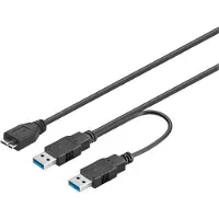 Pro Câble USB 3.0 Dual Power SuperSpeed noir 0,3 m (Bulk)