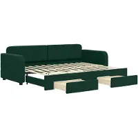 vidaXL Lit de jour extensible avec tiroirs Vert foncé 80x200 cm Velours