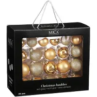 Mica Decorations Lot de 42 boules de Noël en verre - Ø7 cm - Or