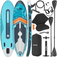 TecTake Stand-Up Paddle Board - SUP Board - Gonflable - Stable - 288 x 77 x 22.5 cm - Max 200kg - Orange Turquoise