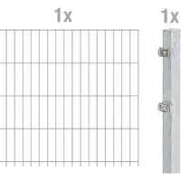 Alberts 641382 Clôture en grillage double comme set complet de clôture, galvanisé à chaud, hauteur 203 cm, longueur 2,5 m