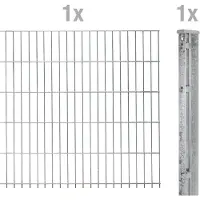Alberts 645472 Clôture en grillage double comme set complet de clôture, galvanisé à chaud, hauteur 223 cm, longueur 2,5 m