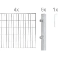Alberts 654306 Clôture en treillis double comme set complet de clôture de 10 pièces, galvanisé à chaud, hauteur 160 cm, longueur 8 m