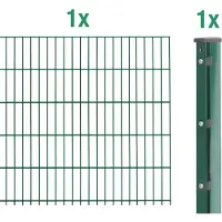 Alberts 645540 Clôture en grillage double comme set complet de clôture, revêtu de matière plastique, vert, hauteur 143 cm, longueur 2,5 m