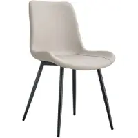 MODFU , ensemble de 4 chaises de salle à manger avec dossier, chaise de cuisine / fauteuil rembourré avec structure métallique et revêtement en PU, assises larges, couleur grise