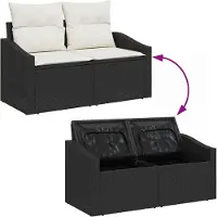 vidaXL Ensemble de canapés de jardin , 9 pièces, 7 places, noir, en résine tressée