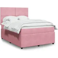 vidaXL Lit boxspring avec matelas rose 140x190 cm velours