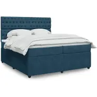 vidaXL Lit boxspring avec matelas bleu foncé 200x200 cm velours