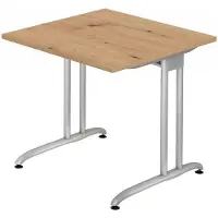 Hammerbacher Bureau Pied C 80x80cm chêne cendré (80 x 80 x 72 cm)