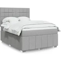 vidaXL Lit boxspring avec matelas gris clair 140x200 cm Tissu