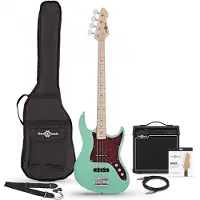 Gear4Music LA II Bass Guitar Seafoam Green 15W Bass Amp Pack