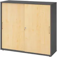 Hammerbacher Armoire à portes coulissantes 3 HC BS graphite/érable (120 x 40 x 110 cm)